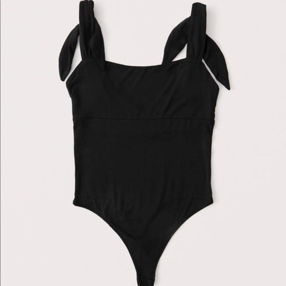 Abercrombie & Fitch Bare Shoulder-Tie Bodysuit One-Piece Thong Back Soft Drapey